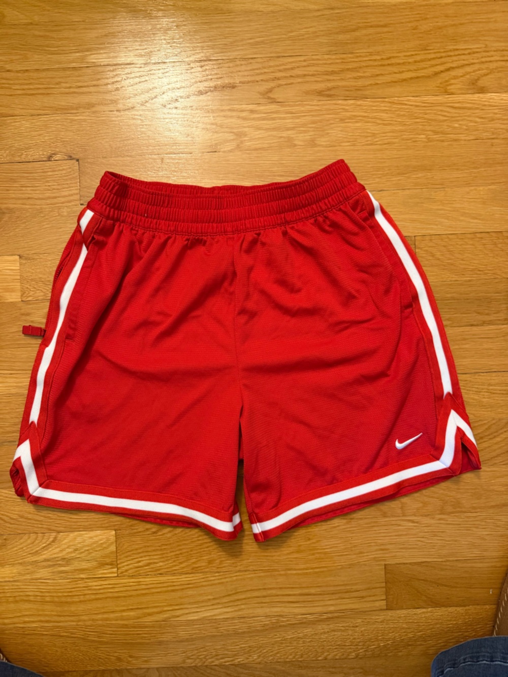 Nike Red and White Kids dry-fit Shorts, euc, size XL (12-14)